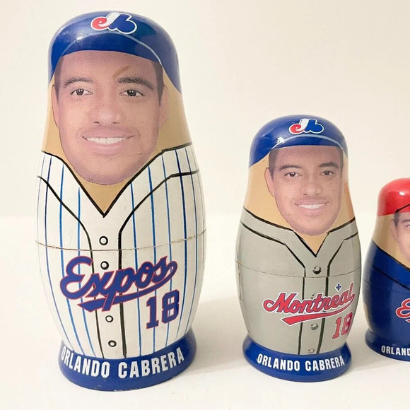 Babooshkah Nesting Doll Montreal Expos  Orlando Cabrera 5 Piece Set Flaws - Picture 9 of 16